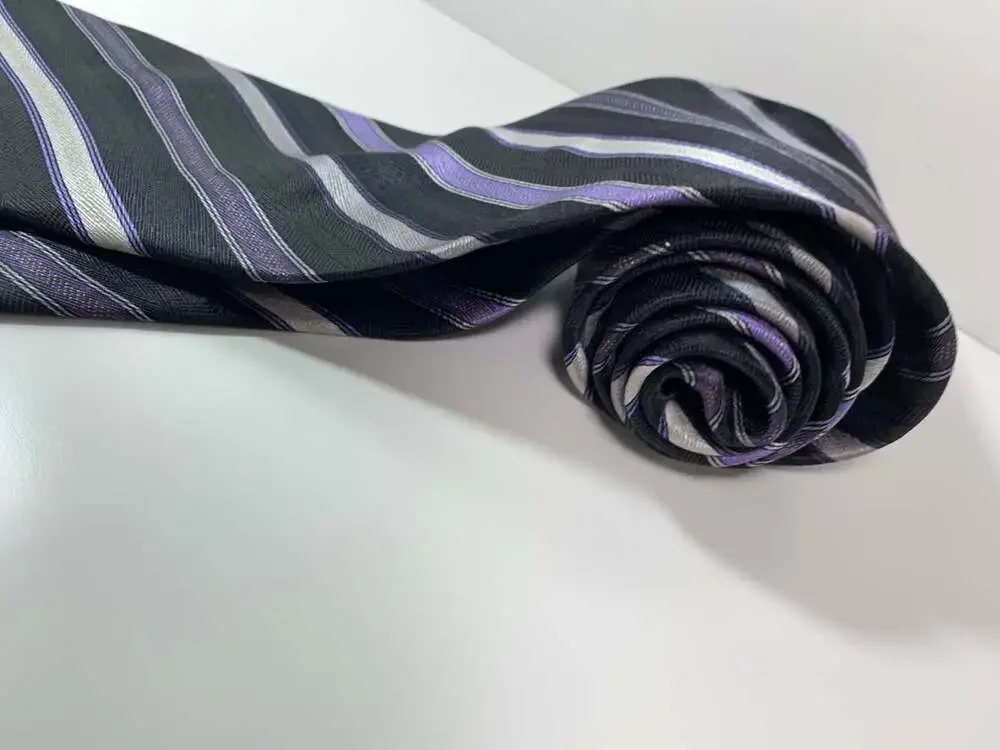 Rep Tie silk Alexander Julian black purple silver men’s neck tie
